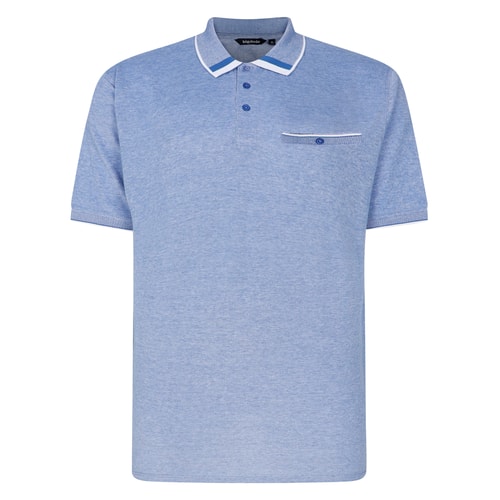 Bigdude – Zweifarbiges Poloshirt mit Jacquard-Kontrast, Dunkelblau